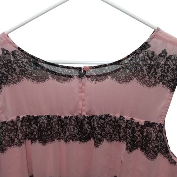 Enfocus Woman Pink & Black (Lace Print)Sleeveless Mini Dress Barbiecore 20W - Picture 6 of 11